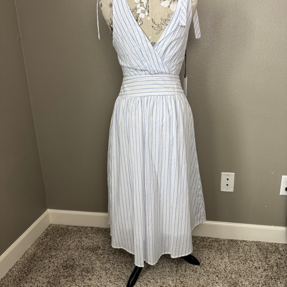 Astr Blue and White Striped Midi Dress - Picture 3 of 5